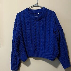 Blue Cable Knit Women's Sweater Size M